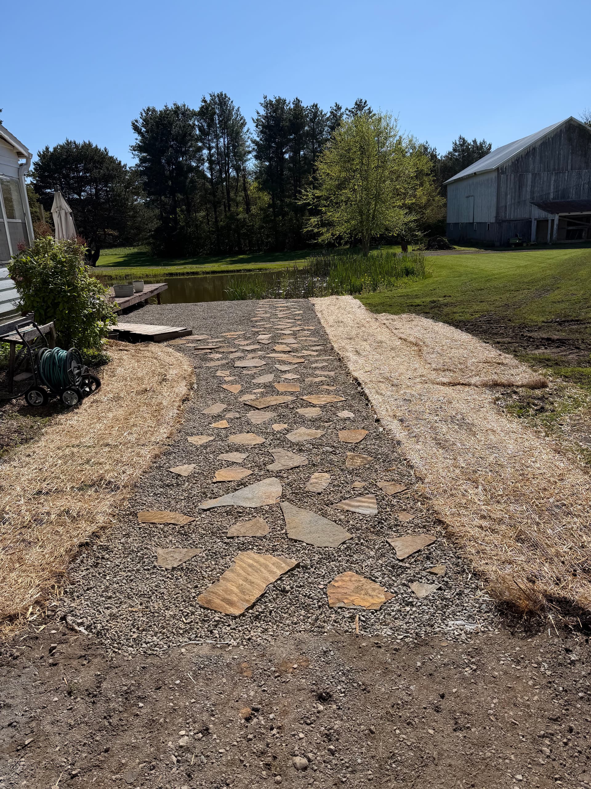 Flagstone and Gravel Walkway Fixes a Muddy Yard Problem image